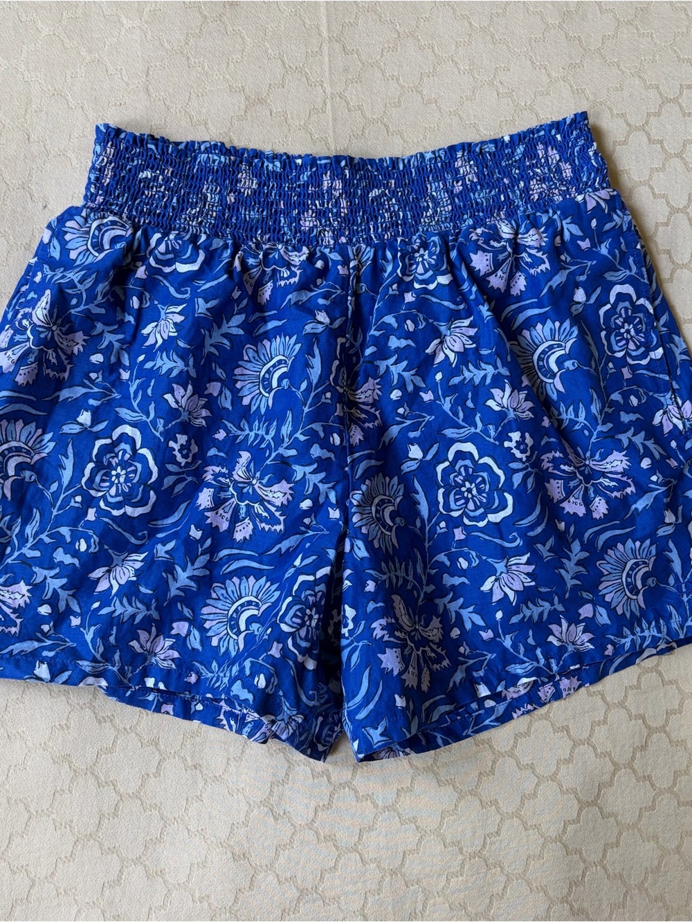 Vineyard Vines Cotton Blue Floral Pull On Elastic Shorts Size Youth Girls XL 16